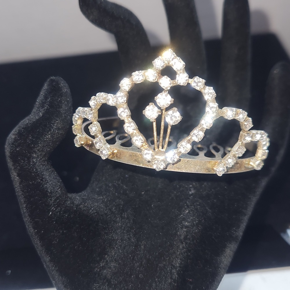 Vintage Rhinestone Tiara Hair Comb Silver Tone Crystal Crown Wedding‎ Pageant